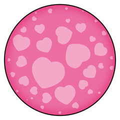 Naklejka premium Round button with tiny hearts inside of it, Vector illustration