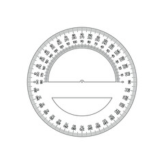 Protractor vector template. School ruler or measuring tool. - obrazy, fototapety, plakaty