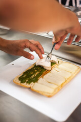 Tasty panini in cafe. Street food