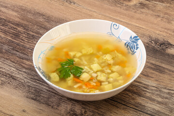 Tasty chicken soup with carrot