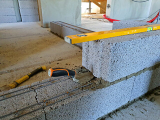 a wall masonry on the construction site
