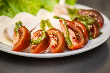 Fresh salad making in street cafe