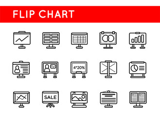 Set of Flip Chart Office Icons. Vector Icons for all Purposes.