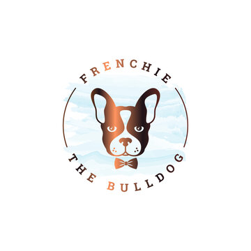 Frenchie bulldog logo. Rounded logo of bulldog