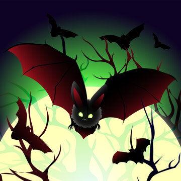 Halloween illustration with bat
