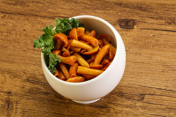 Marinated mushroom - honey agaric in the bowl