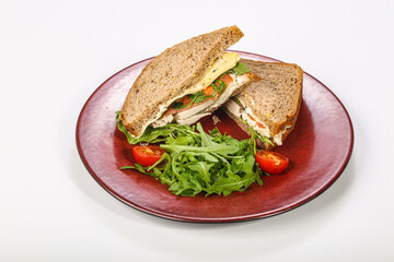 Sandwich with chicken breast and cheese