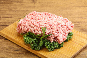 Raw pork minced meat for cooking