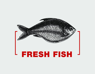 Seafood restaurant logo. Good quality handmade. Engraving. Can be repainted in a different color.