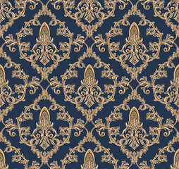 Damask seamless pattern element. Vector floral damask ornament vintage illustration.