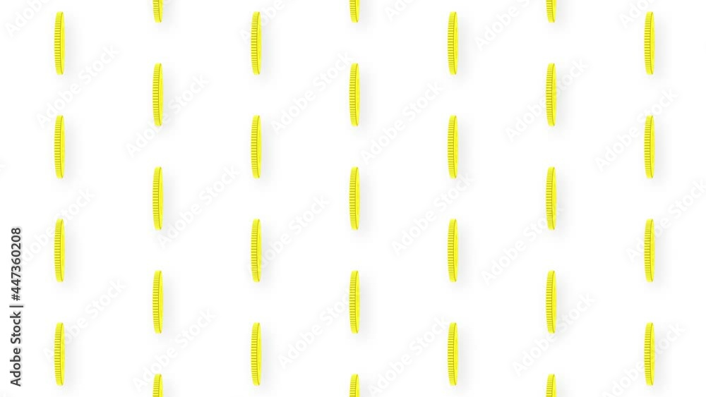 Poster animated golden coin yuan video seamless pattern background. 4k