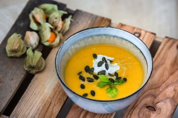 pumpkin soup with sour cream