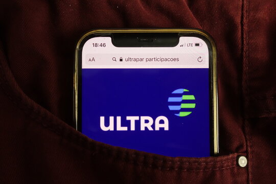 KONSKIE, POLAND - July 22, 2021: Ultrapar Participacoes SA logo on mobile phone