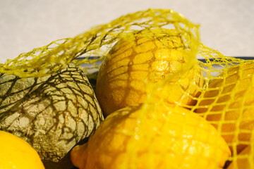 Healthy and rotten lemon fruits