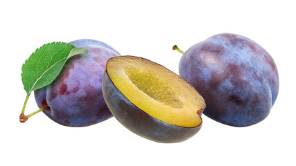 Plum isolated on white background with clipping path