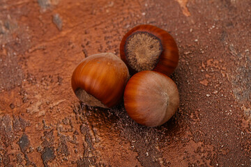 Hazelnut heap isolated over background