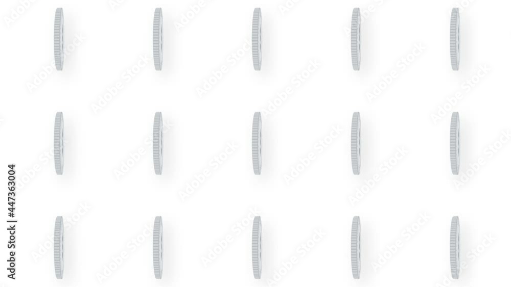 Poster animated silver coin dollar video seamless pattern background. 4k
