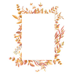 Square frame with autumn leaves and branches