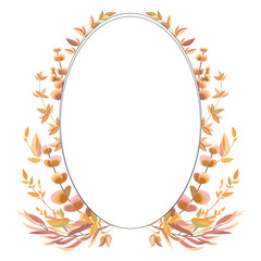 Oval frame with autumn leaves and branches