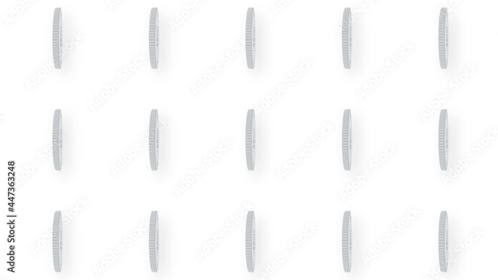Poster animated silver coin yuan video seamless pattern background. 4k