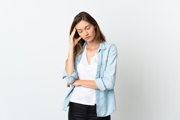 Fototapeta premium Young Ireland woman isolated on white background with headache