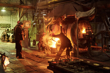 Smelting of metal in big foundry