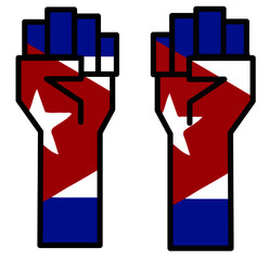 two hands of freedom icon with flag of cuba