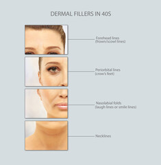 dermal filler treatments .Hyaluronic acid injections for specific areas.Effects of ageing,Nasolabial folds,Neck ,Under eye circles,neck lines.