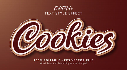 Cookies text on modern brown style effect template, editable text effect