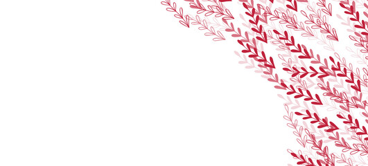 Floral web banner with drawn pink exotic leaves. Nature concept design. Modern floral compositions with summer branches. Vector illustration on the theme of ecology, natura, environment