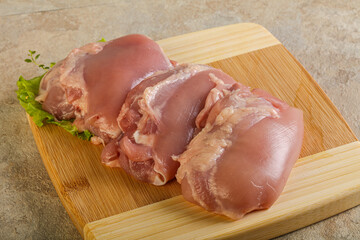 Raw chicken boneless and skinless leg