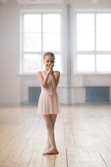 Smiling girl in ballet class - obrazy, fototapety, plakaty