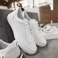 A new sneakers in a shoes store
