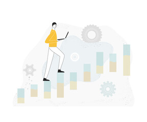 Trader is working with stock and earn money, increase revenues. Concept vector illustration for post
