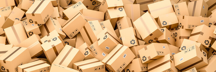 Cardboard boxes, logistics and delivery concept. 3D Rendering