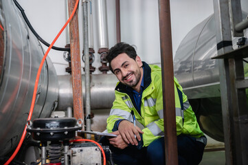 woman inspection engineer working in term of water quality checking control, food factory industry...