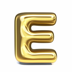 Golden font Letter E 3D