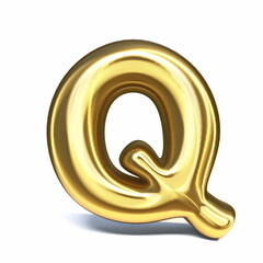 Golden font Letter Q 3D