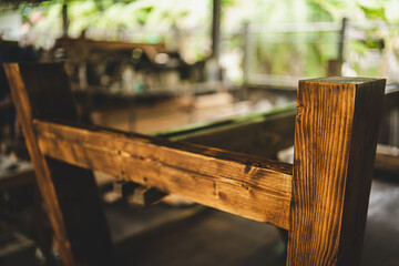 Fototapeta premium professional carpentry tool, equipment for workshop with wood industry, carpenter working in woodwork craft construction, craftsman and wooden plank in carpenter's shop