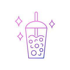 Milk bubble tea outline icon. Taiwanese popular drink. Street food. Isolated vector stock illustration