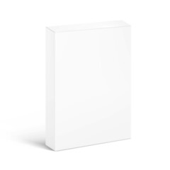 Realistic blank cardboard packaging box mockup. Vector illustration isolated on white background. Can be use for medicine, food, cosmetic and other. Ready for your design. EPS10.	