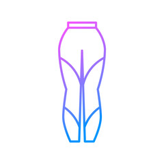 Stretching leggings outline icon. Homewear and sleepwear. Purple gradient symbol. Isolated vector illustration