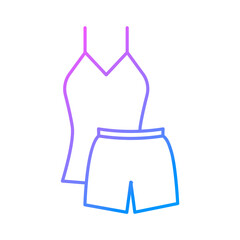Woman undershirt and shorts suit outline icon. Homewear and sleepwear. Isolated vector stock illustration