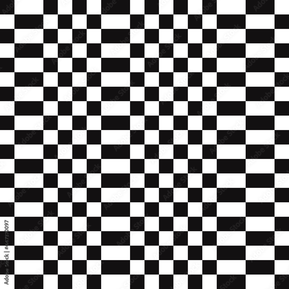 Poster twisted break chessboard. vector black and white rectangles and squares chessboard. checker sample b