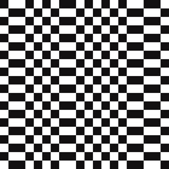 Twisted break chessboard. Vector black and white rectangles and squares chessboard. Checker sample big canvas.