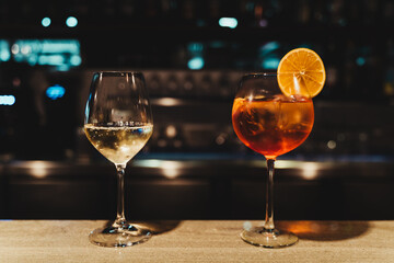 Cocktail drink on night club. Cocktail concept.