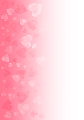 Abstract hearts background, wallpaper background. Blurry hearts on pink background. Valentines day illustration.