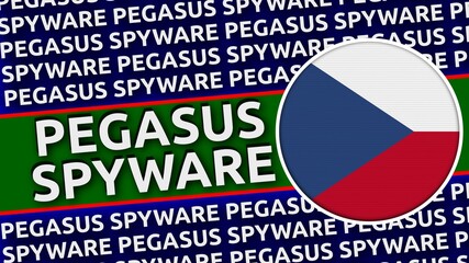 Czech Republic Circular Flag with Pegasus Spyware Titles Illustration