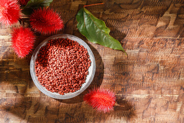 Annatto seeds, Onoto, Annatto, Bixa orellana, natural red pigment