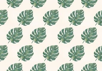 Seamless pattern illustration of watercolor green monstera leaves, leaf background concept, textile work, publication, fabric pattern.